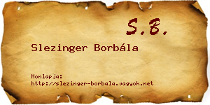 Slezinger Borbála névjegykártya